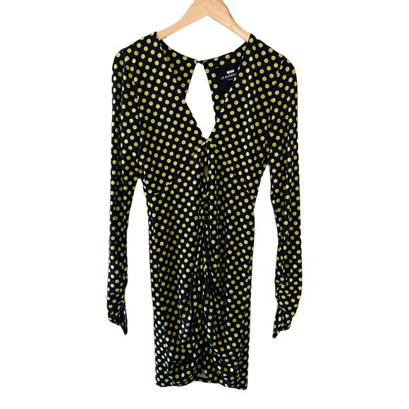 Le Superbe Elastica Polka Dot Ruched Long Sleeves Dress Size Medium - Picture 2 of 10